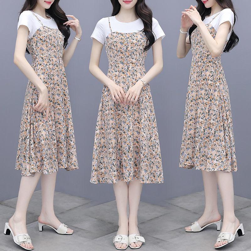 Pastoral Style Floral Dress Female Light Mature Temperament Was Thin Covering The Meat Over The Knee Long Skirt Ladies Mid-length Casual Dress