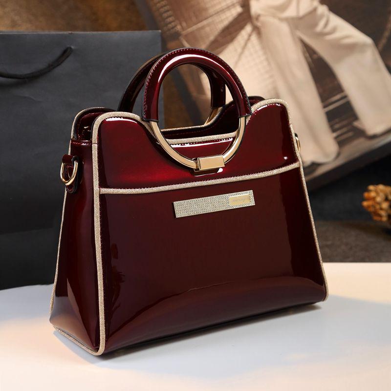 Luxury Handbags Patent Leather Messenger Bag Simple Box Shoulder Handbag Ladies Office Work Totes