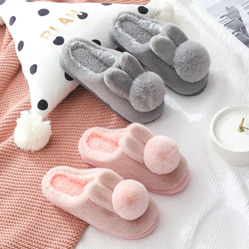 Winter Unisex Cotton Slippers Thick-soled Non-slip Household Couple Slippers Warm Thick Plush Slippers