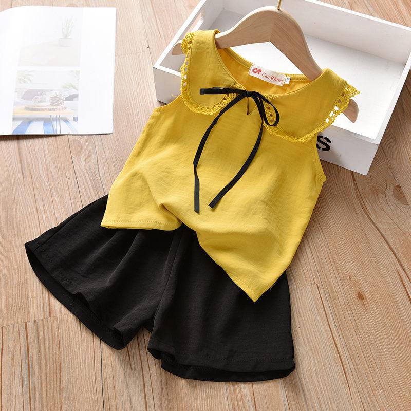 Girls Net Red Suit Western Style Clothes Princess Chiffon Shorts Two-piece Girl Summer Summer Suit Women