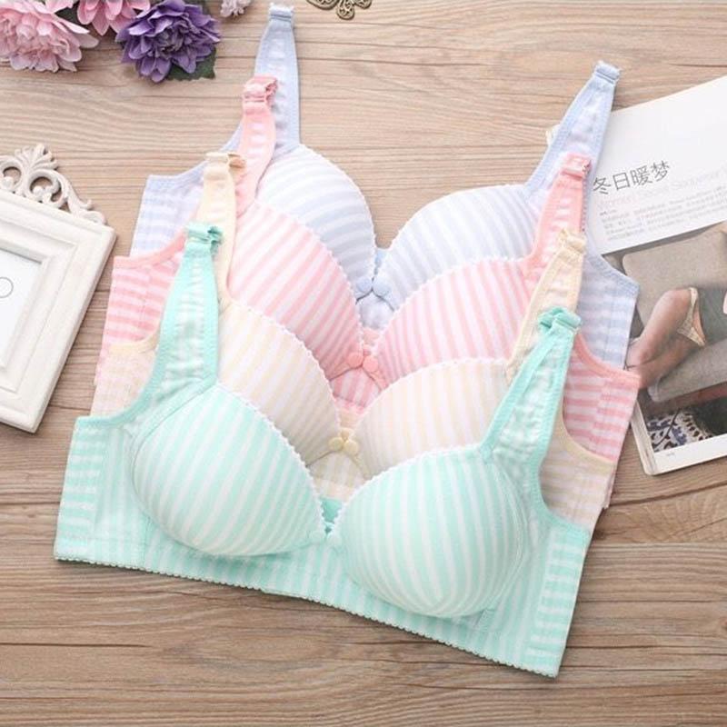 Female Thin Large Size No Steel Rings Breastfeeding Wearable Underwear No Steel Rings Anti-Sagging Cotton Shaped Full Cup Bra