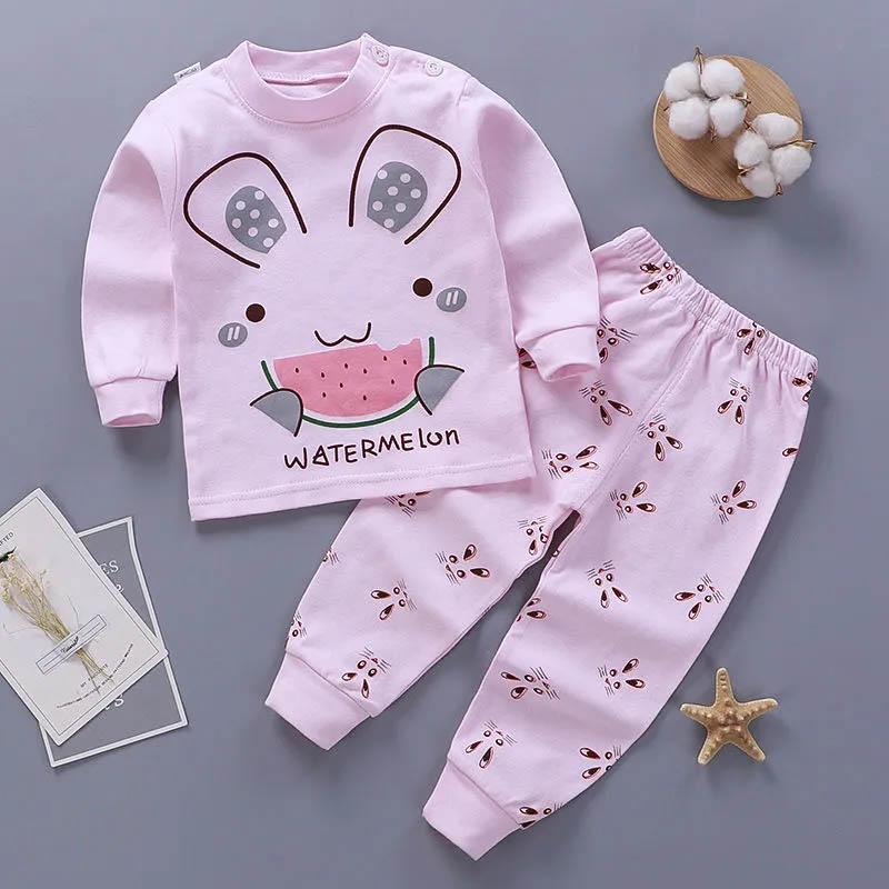 Children's Cotton Home Pajamas Set Spring and Autumn Clothes Pajamas Girls Boys Baby Breathable Comfortable Soft Suit