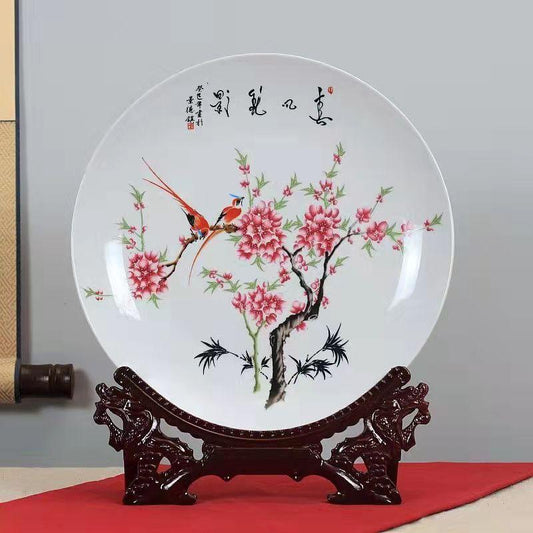 26cm Fruitful Famille Rose Porcelain Plate Chinese Traditional Ornaments Antique Cultural Relics Ornaments