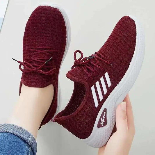 Sports Shoes Women's Breathable Flying Woven Sneakers Hollow All-match Mesh Running Sneakers