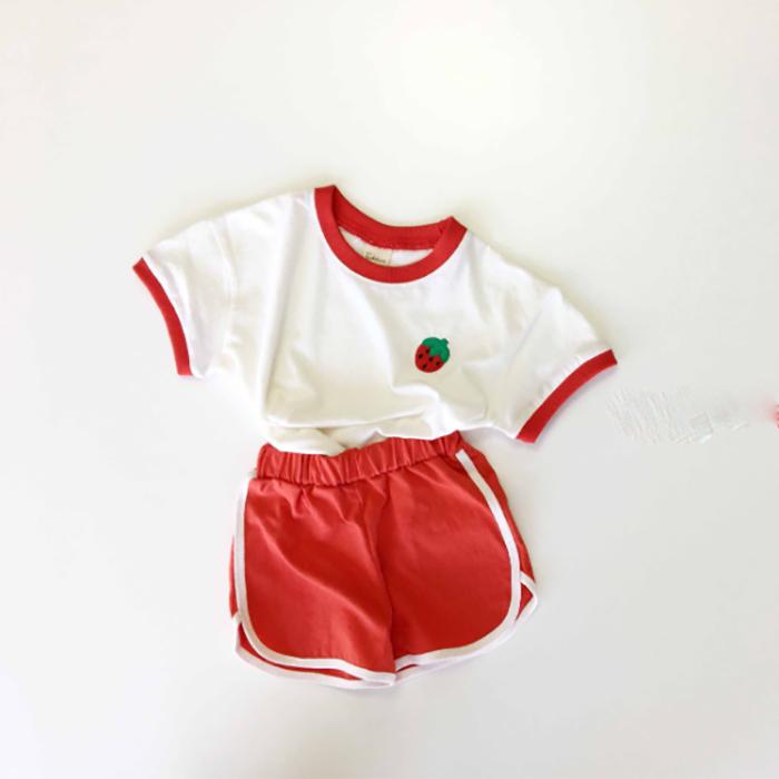 Korean Children's Clothing Baby Children's Suit Summer Cute Fruit Pattern Short Sleeve Shorts Casual Suit