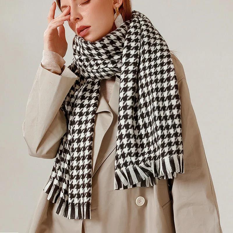 Winter Women's Scarf Classic Houndstooth Large Shawl Thicken Warm Fashion Scarf Shawl