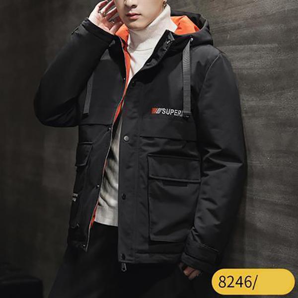 Fashion Men's Jacket Winter Thickening Warmth  Matching Hooded Down Padded Jacket