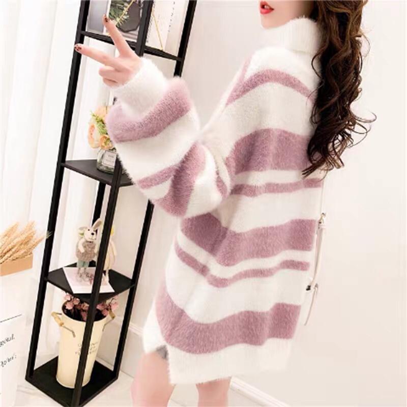 Water Jacket Jacket Warm Winter Jacket Autumn and Winter Thick Turtleneck Sweater Female Loose