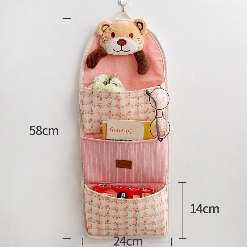 Multi-pocket Lovely Fabric Sundry Storage Bag Dormitory Door Back Wall Hanging Bag Cell Phone Key Storage Hanging Bag Home Organizer