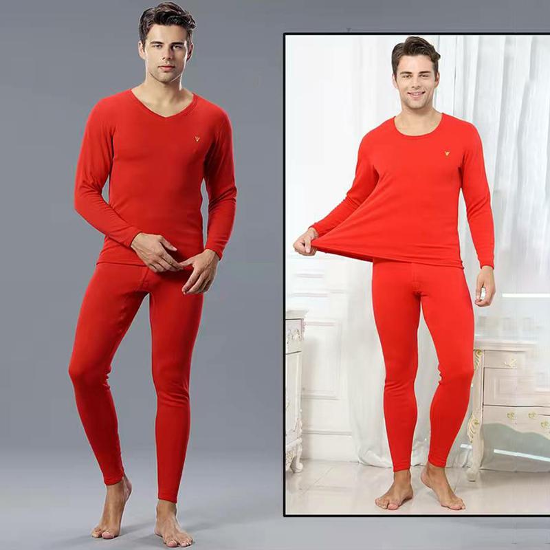 Men Winter Autumn Plus Velvet Thicken Thermal Underwear Tight Suit High Elasticity Wearable Comfortable Versatile Soft Lining Long Sleeve Breathable