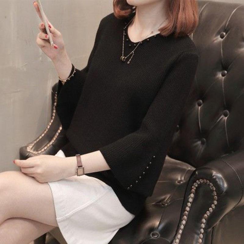 Sweater Pullovers Women's Cotton Blend Winter Autumn V-neckline Women Long Sleeve Jumper