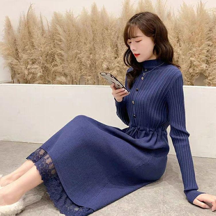 Woman Medium and long section High collar sweater Winter Warm Knitting sweaters Large size sweater