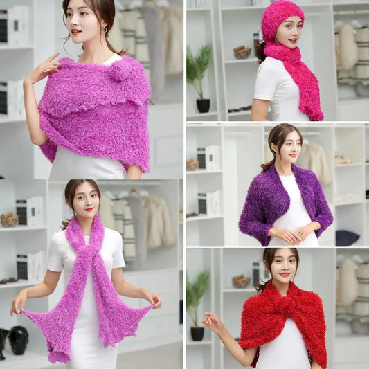 Women's Autumn Winter Bamboo Fiber Hedging Magic Scarf Shawl Bib Korean Style All Match Thickening Multi-function Versatile Shawl Dual-use