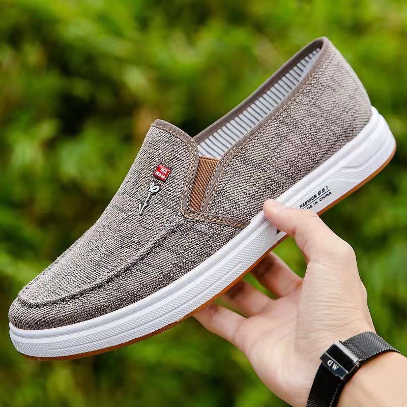 Men's Old Beijing Cloth Shoes Flat Non-slip Work Shoes Tendon Bottom Breathable Canvas Shoes Dad Husband Casual Shoes