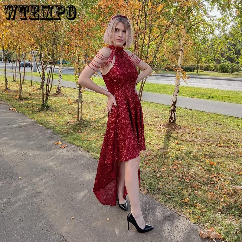 Sexy Evening Dress Women Banquet High-end Atmosphere Sequined Dress Long Aura Queen