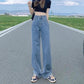 Wide Legs and High Waist Jeans for Woman Loose Straight-leg Trousers  Denim Pants Blue Thin Jeans Summer