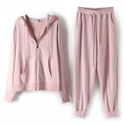 Casual Sports Running Suit Women Autumn Loose Sweater Jacket Trousers Two-piece Suit