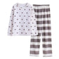 Women's Printed Heart Tops Striped Pants Long-sleeved Modal Pajamas Set Spring Autumn Two-piece Set Sweet Loose Casual Home Wear