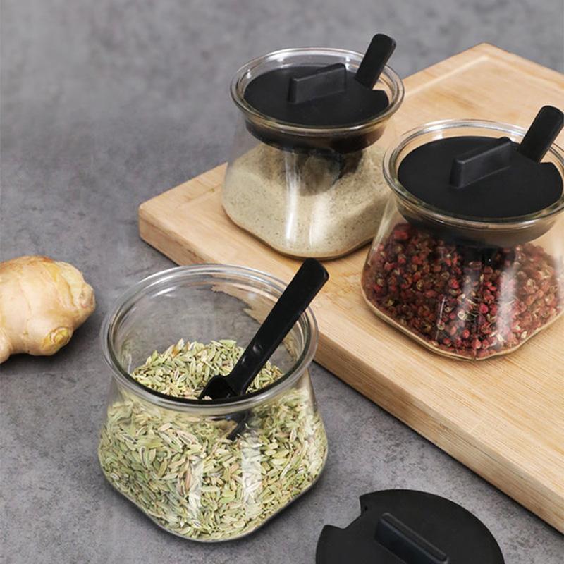 Kitchen Household Jar Seasoning Salt Shaker Seasoning Combination Set Seasoning Storage Glass Oil Pot