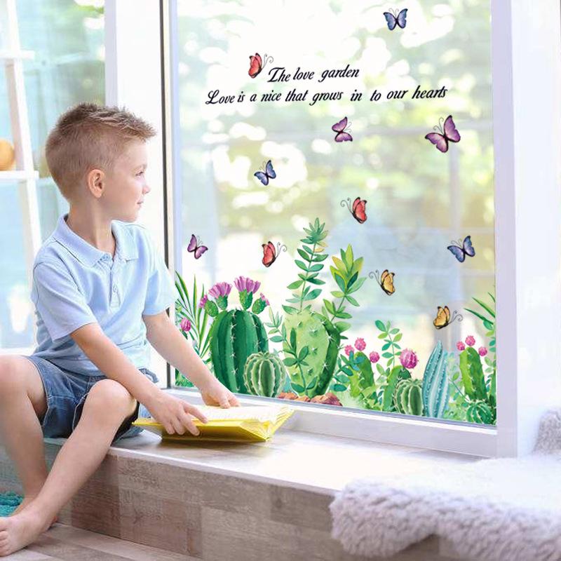 Fresh green wall stickers children's room bathroom wall decoration removable stickers