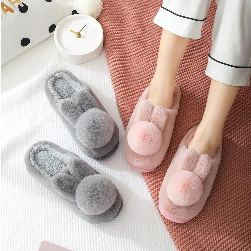 Winter Unisex Cotton Slippers Thick-soled Non-slip Household Couple Slippers Warm Thick Plush Slippers