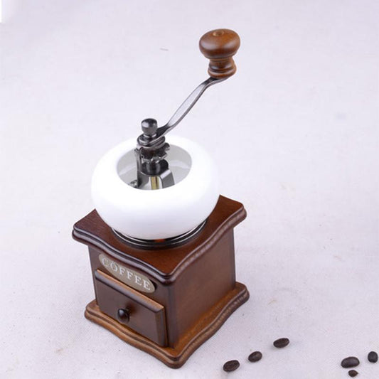 Manual Coffee Machine Retro Hand Crank Solid Wood Coffee Grinder Household Grinder Portable Coffee Grinder