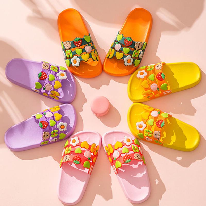 2021 Summer Kids PVC Cartoon Children's Slipper Cute Home House Shoes Rainbow Family Sandals Toddler Slippers