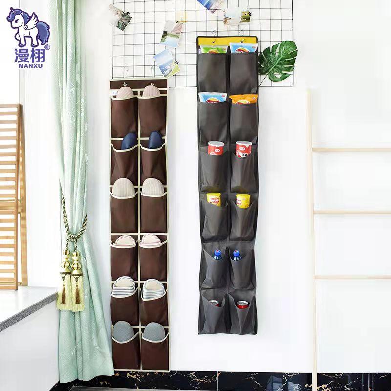 12/24 Grids Shoe Storage Bag Behind The Door Grid Hanging Bag Finishing Bag Wall Hanging Debris Storage Bag Wardrobe Multi-layer Cloth Bag