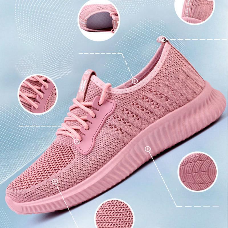 Women's Shoes Summer Sports and Leisure Flying Woven Flat Soft Sole Comfortable and Breathable Mesh Shoes