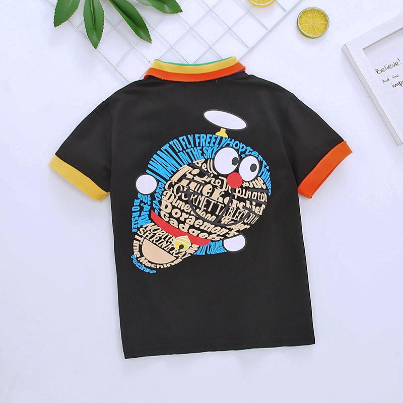 Boys and Girls Summer Children's New Handsome and Western Style Cotton Lapel Polo Shirt T-shirt Short Sleeves