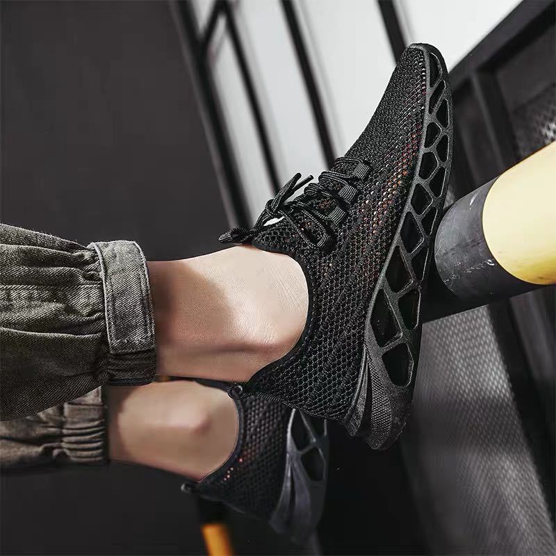 Men's Shoes Fashion Summer Breathable Thin Section Korean Mesh Casual Sports Shoes Men's Hollow Mesh Trendy Shoes