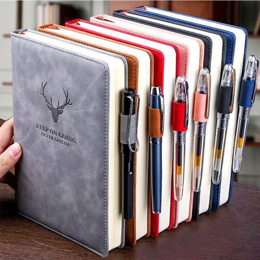 A5 Notebook Thickened Notepad Soft Leather Simple Diary Business Work Meeting Record Book