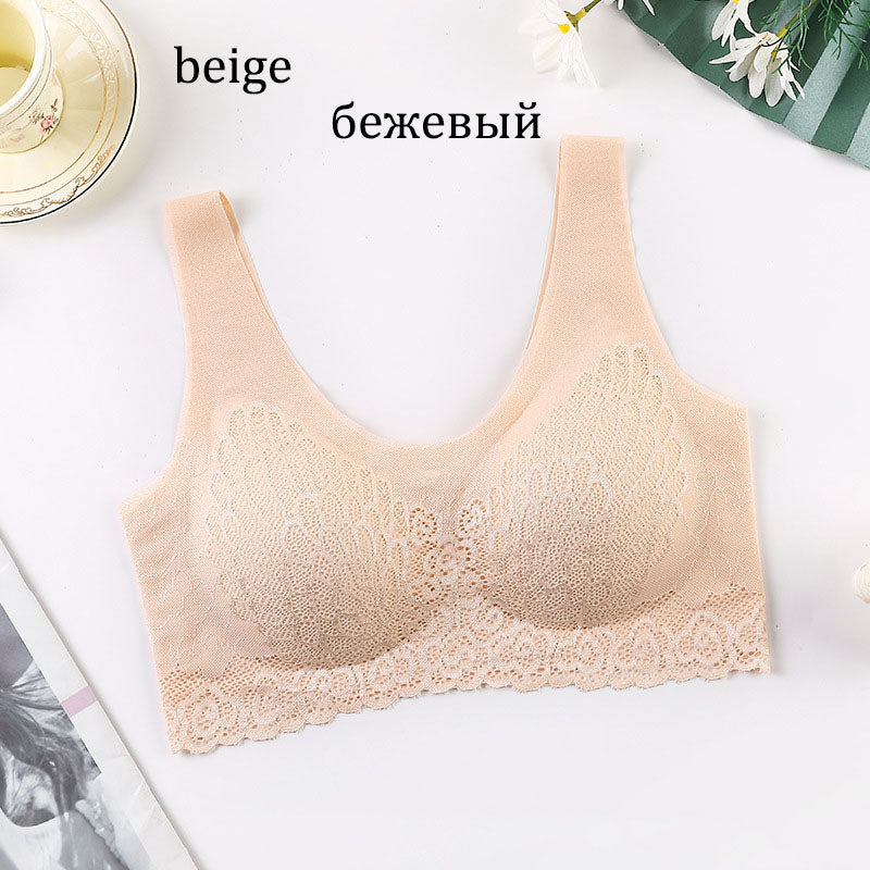 3PCS Latex Seamless Ladies Underwear Push Up Lightweight Comfortable Breathable Sports Lace Bra