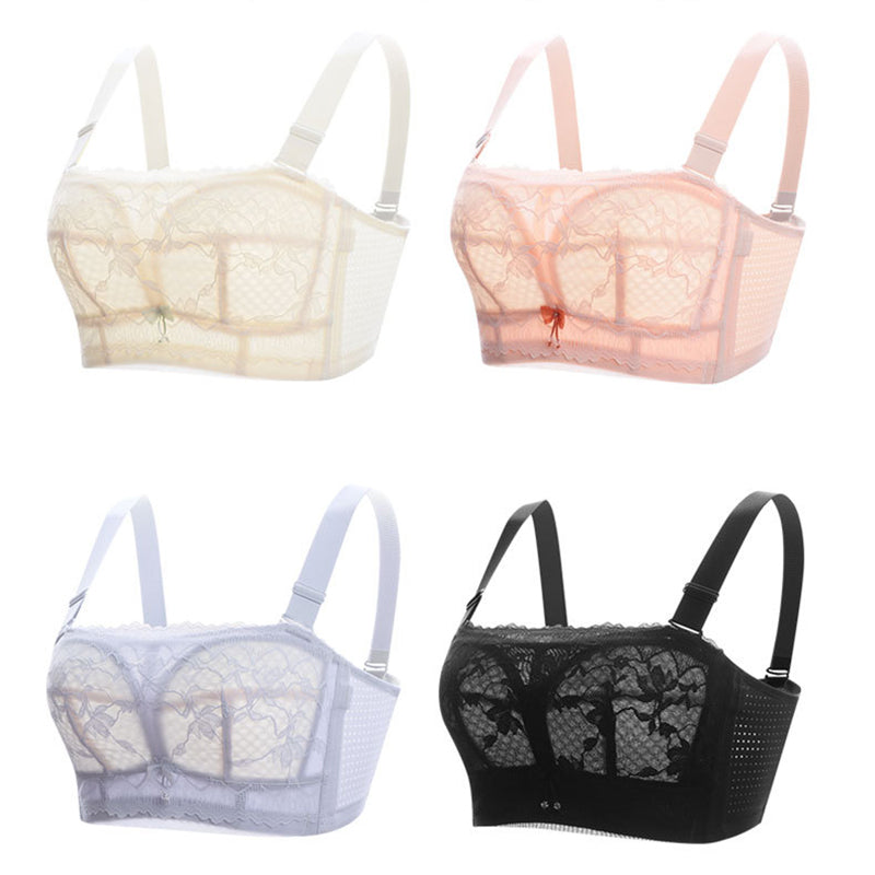 Sexy Bra Women Tube Top Lace Wireless Bralette Push Up Bra Lingerie Sheer Underwear Female Wire Free Plus Size D E Cup Thin