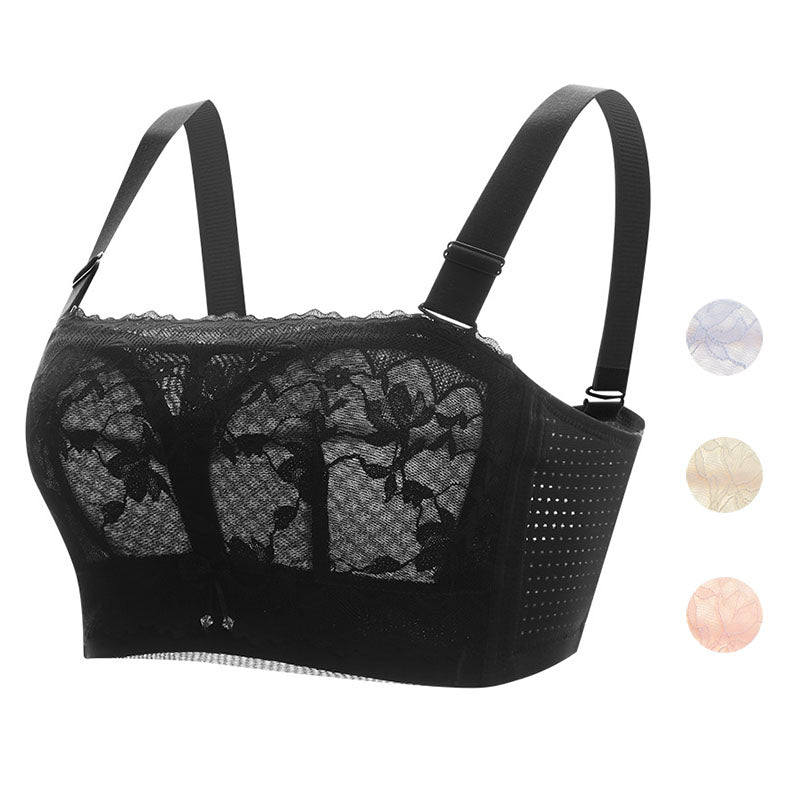 Sexy Bra Women Tube Top Lace Wireless Bralette Push Up Bra Lingerie Sheer Underwear Female Wire Free Plus Size D E Cup Thin