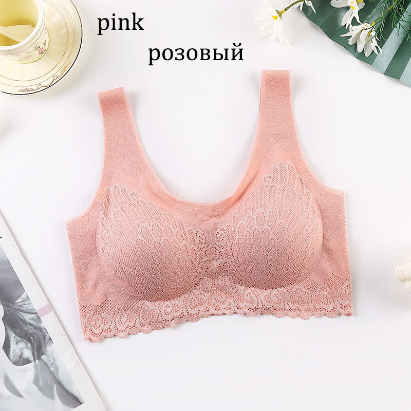 3PCS Latex Seamless Ladies Underwear Push Up Lightweight Comfortable Breathable Sports Lace Bra