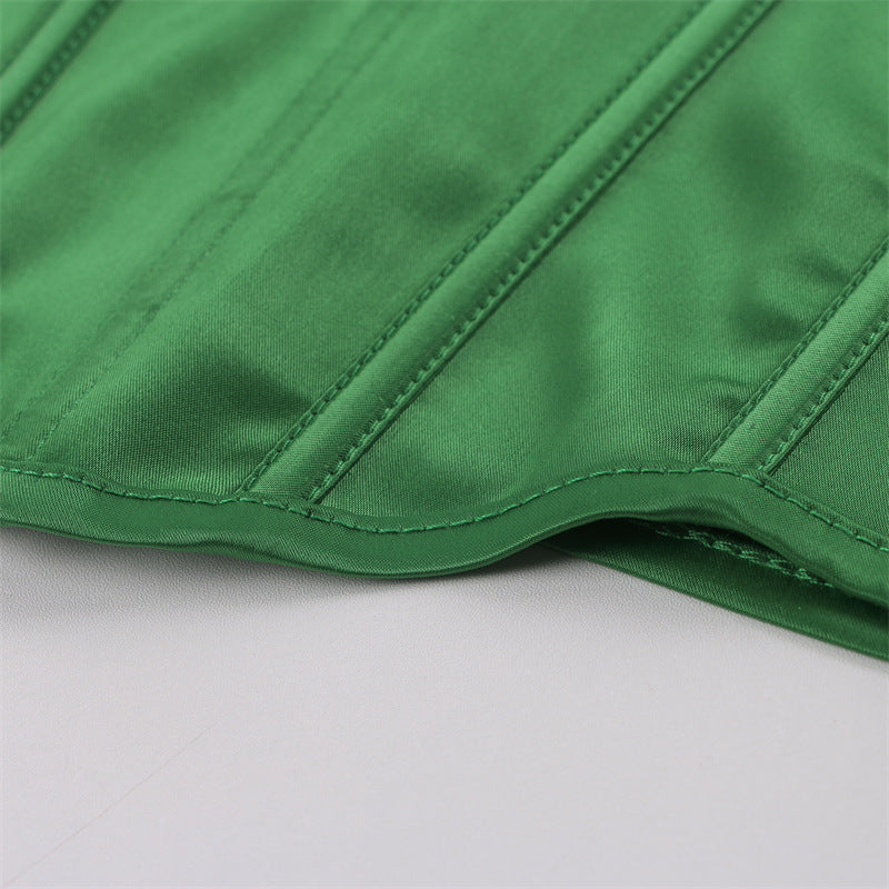 Satin Corset Off Shoulder Crop Tops Green Strapless Summer Sexy Tube Party Sleeveless Bustier Tank Top Women Solid Halter Tee