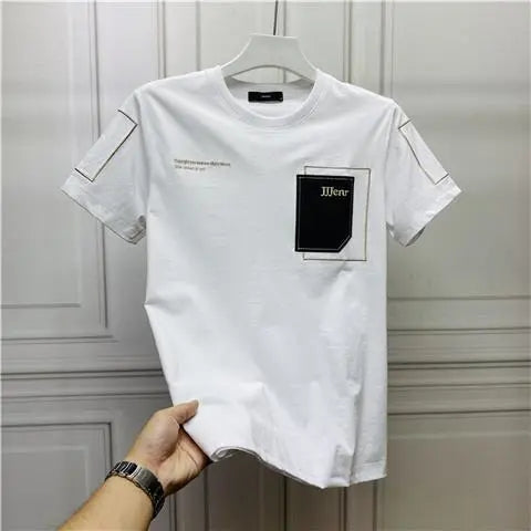 Summer Short-sleeved Men's Fashion Brand Personality Clothes Half-sleeve Round Neck Casual Cotton T-shirt