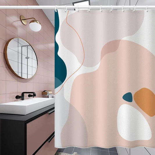 Nordic Minimalist Morandi Color Abstract Color Block Partition Bathroom Shower Room Waterproof Shower Curtain Toilet Shower Curtain