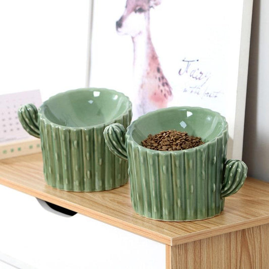 Cactus Ceramic Cat Bowl Pet Bowl Dog Bowl Elevated Bowl Feed Bowl Water Bow