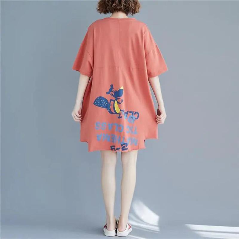 Short SleevedPrinted Loose Dress Women's Fashion Casual Vintage Spring Autumn All-match Plus Size Beach Dresses