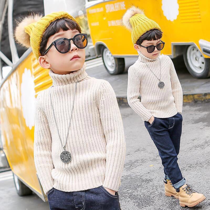 High-necked Outer Wear Warm Sweater Children's Sweater Autumn and Winter Models Thickening