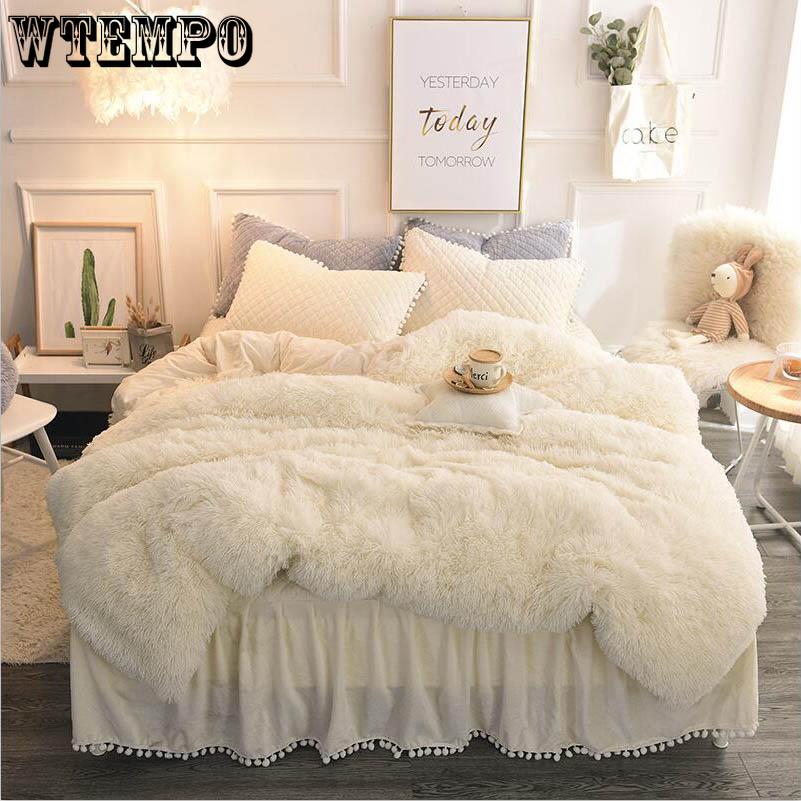 Pure Color Mink Velvet Bedding Set Super Warm Solf Winter Crystal Velvet Duvet Cove Bedclothe Pillow