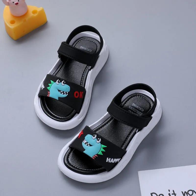 Boy's Sandals Summer Soft Sole Wear-resistant Outdoor Light Sandals Big Boys Anti-slip Flat Casual Cartoon Cool Shoes