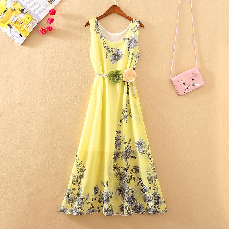 Fashion Bohemian Maxi Dresses Women Summer Elegant Floral Dress Long Sundress Vacation Beach Dress