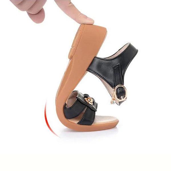 Summer Women's Sandals Wedge Heel Flat Soft Leather Soft Bottom Sandals All-match Non-slip Simple Temperament Sandals One Word Buckle