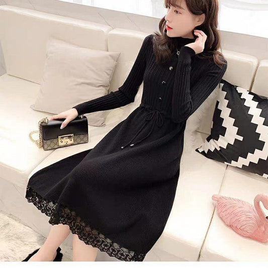 Woman Medium and long section High collar sweater Winter Warm Knitting sweaters Large size sweater