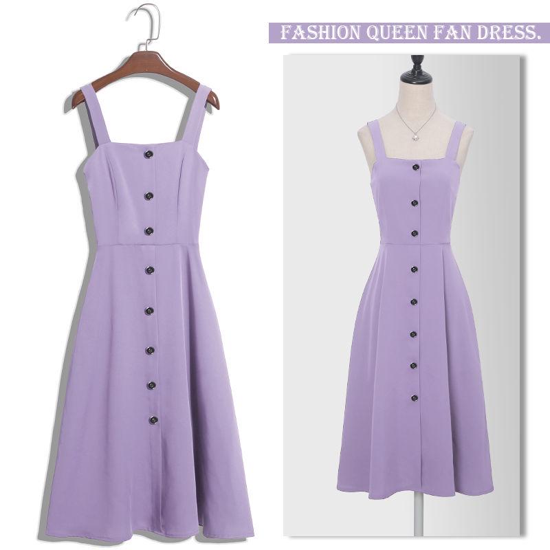 Purple Strap Dress Women Summer Dress Sexy Off-shoulder Large Size Dress Mid-length Party Beach Dress