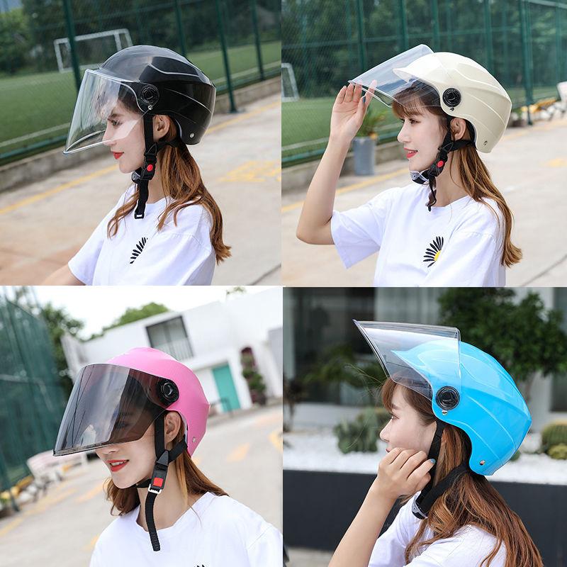 Summer Unisex Battery Car Helmet Four Seasons Breathable Lightweight Sun Protection Helmet Sunscreen Motorcycle Half Helmet