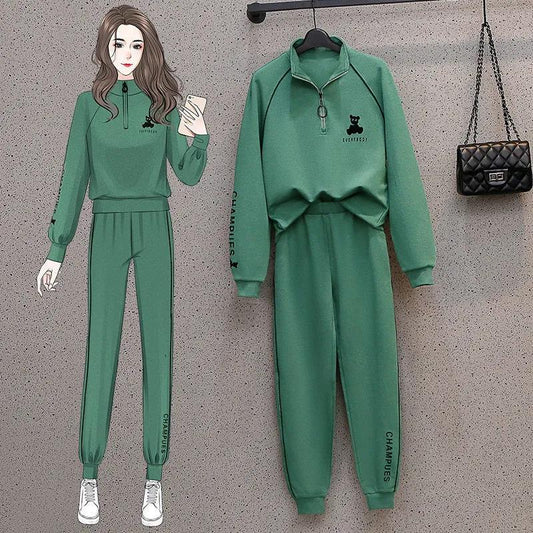 Women 2 Pcs Tracksuit Sports Long Sleeve Sweatshirts Joggers Suits Running Set Workout Gym Spring Autumn Sportswear